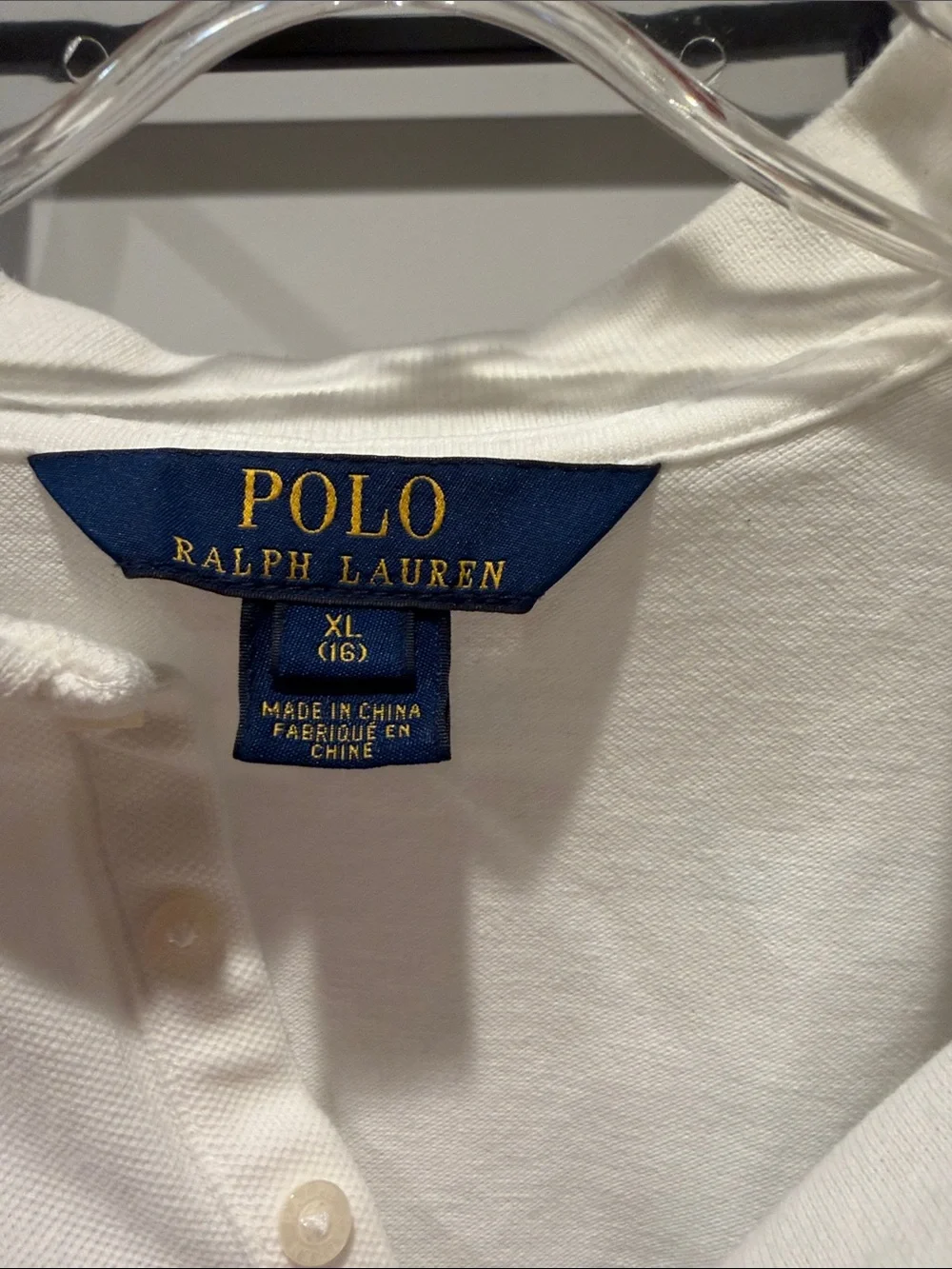 Ralph Lauren White Long Sleeve Polo with Red Logo